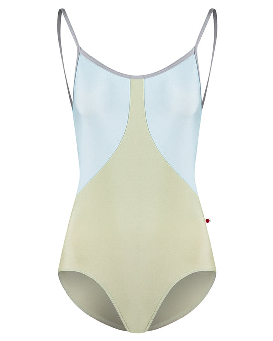 Yumiko Amanda Scoop Neck Panel Front Camisole Leotard - Womens - Ginko / Mirror / Sterling