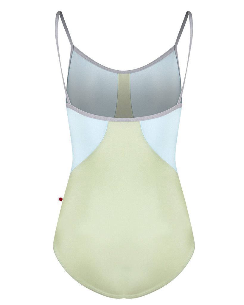 Yumiko Amanda Scoop Neck Panel Front Camisole Leotard - Womens - Ginko / Mirror / Sterling