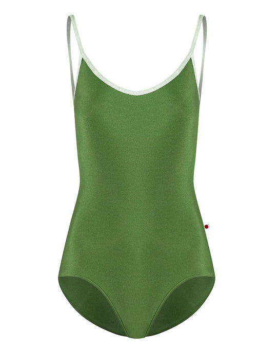 Yumiko Fiona with Crushed Velvet Trim and Mesh Back Camisole Leotard - Womens - Lucky / Rose / Pistachio
