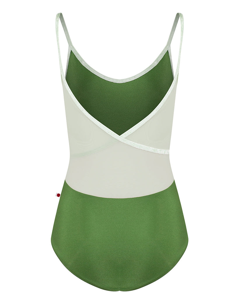 Yumiko Fiona with Crushed Velvet Trim and Mesh Back Camisole Leotard - Womens - Lucky / Rose / Pistachio
