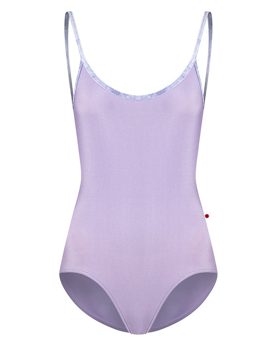 Yumiko Fiona with Crushed Velvet Trim and Mesh Back Camisole Leotard - Womens - Poem / Fortune / Angelic
