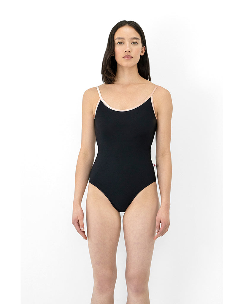 Yumiko Fiona with Mesh High Cut Camisole Leotard - Womens - Black / Mesh Black / Blush