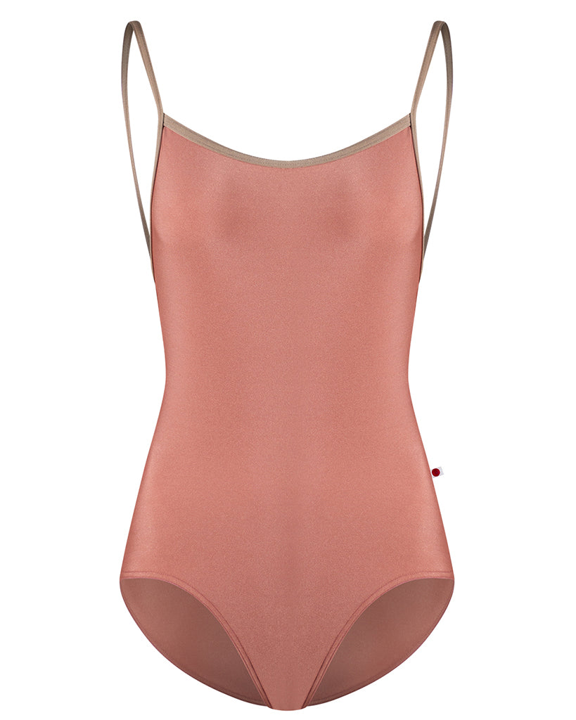 Yumiko Heather Horizontal Cross Back Strap Camisole Leotard - Womens - Rosewood / Toffee