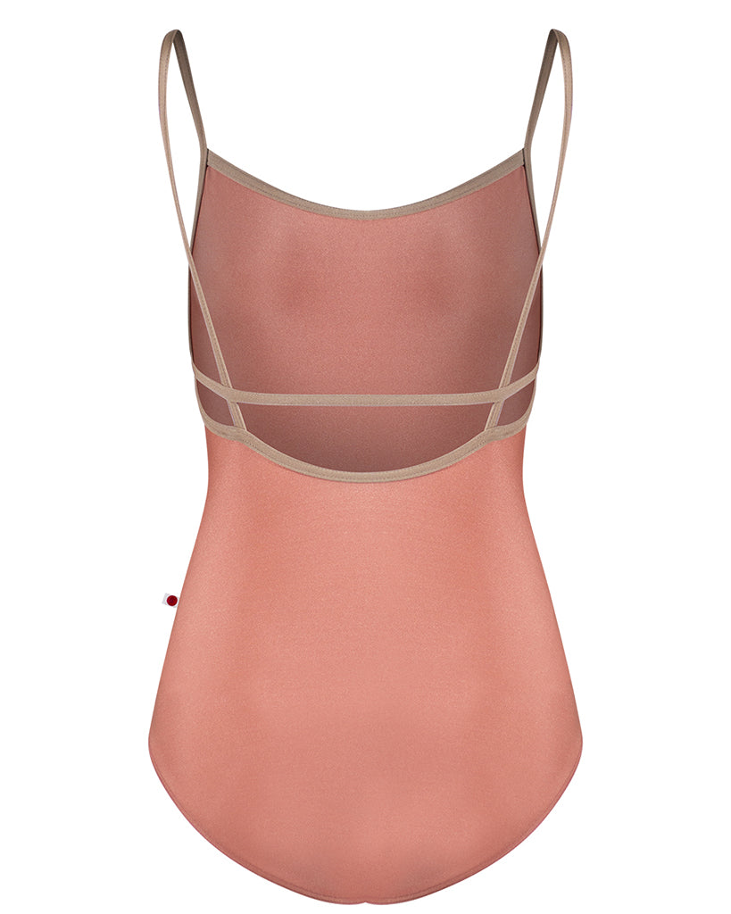 Yumiko Heather Horizontal Cross Back Strap Camisole Leotard - Womens - Rosewood / Toffee