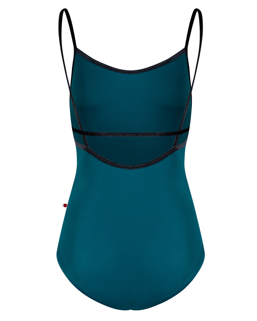 Yumiko Heather Horizontal Cross Back Strap Camisole Leotard - Womens - Zenith / Black