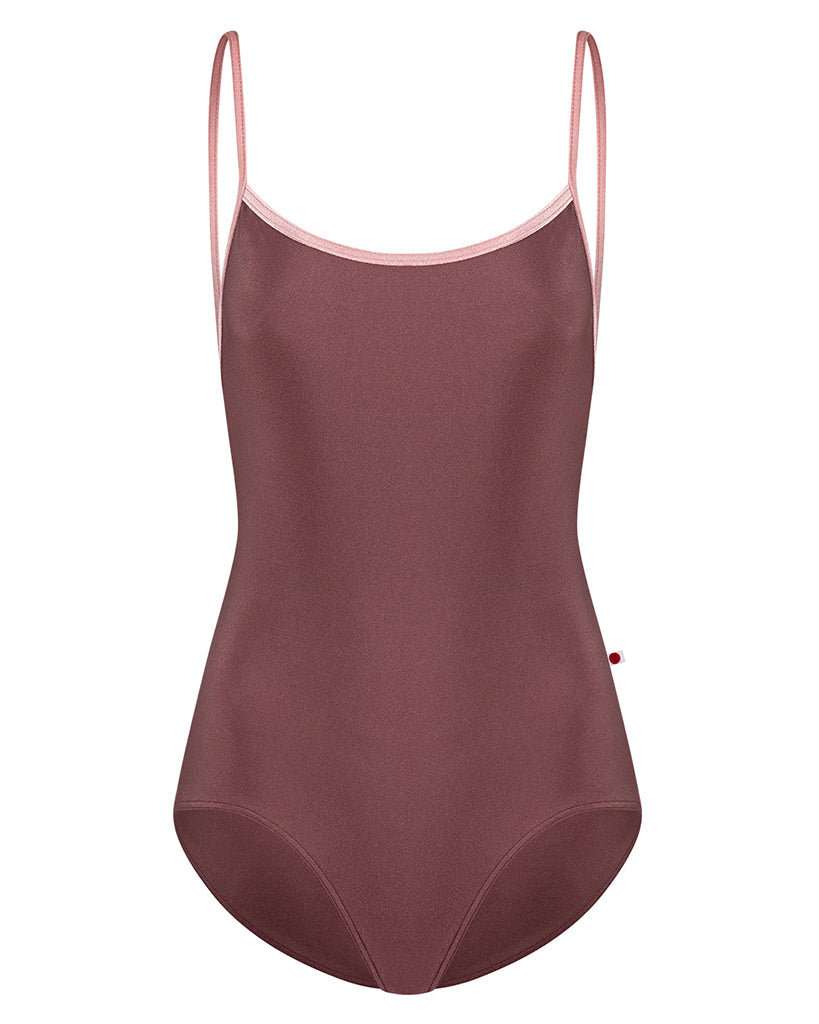 Yumiko Heather with Velvet Trim Horizontal Cross Back Strap Camisole Leotard - Womens - Phoenix / Dreamy