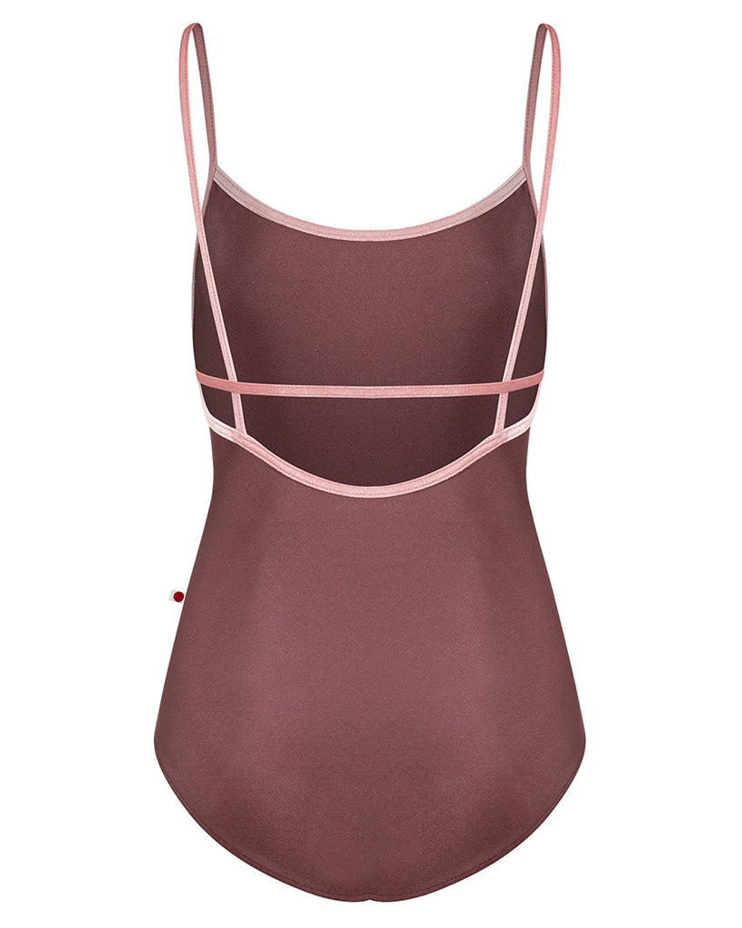 Yumiko Heather with Velvet Trim Horizontal Cross Back Strap Camisole Leotard - Womens - Phoenix / Dreamy