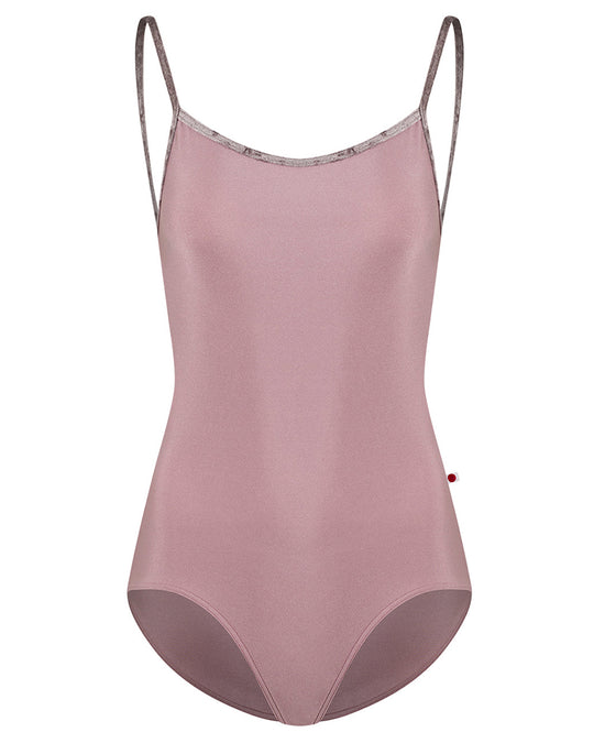 Yumiko Kiki with Crushed Velvet Trim Cut Out Back Camisole Leotard - Womens - Magic / Phantom