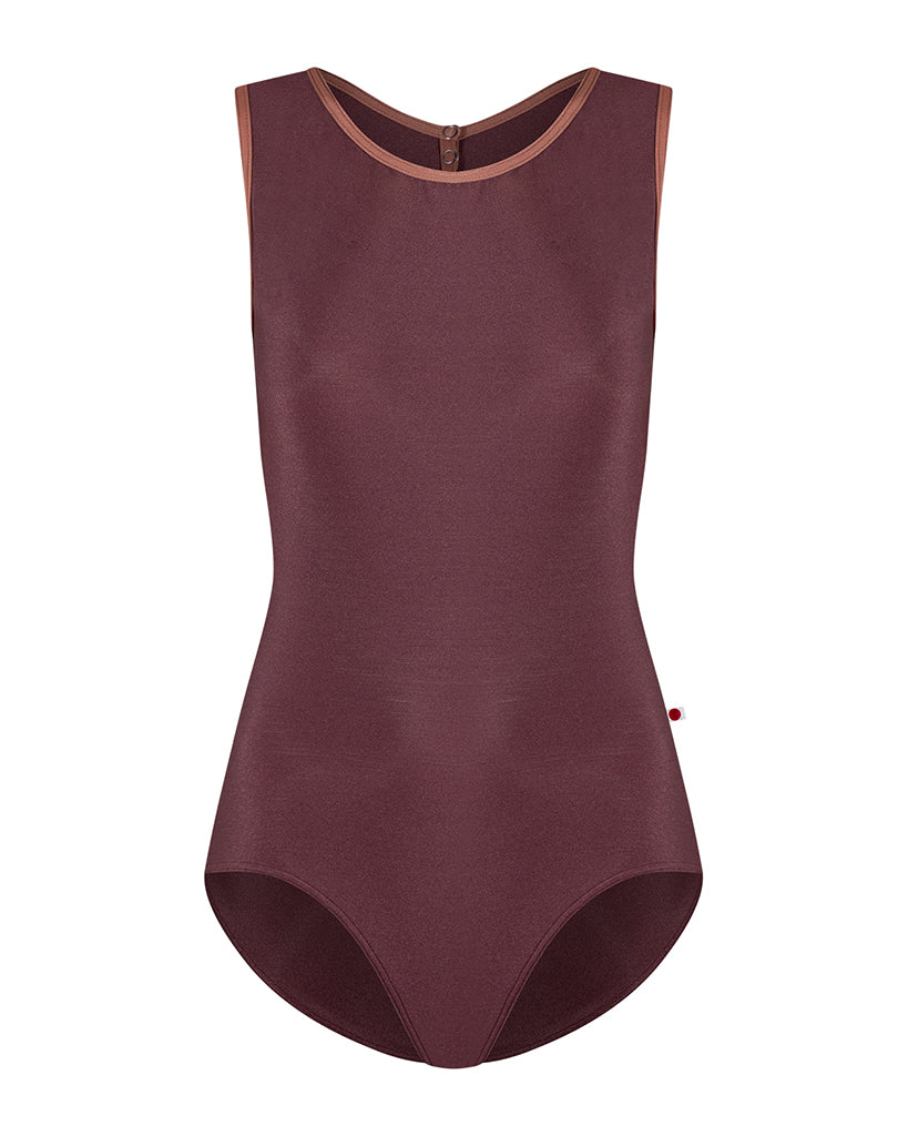 Yumiko Larissa High Scoop Neck Open Back High Cut Sleeveless Leotard - Womens - Phoenix / Rosewood