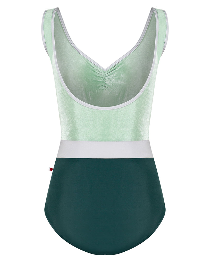 Yumiko Lucy Velvet Pinch Front Tank Leotard - Womens - Kale / Meadow / Silver