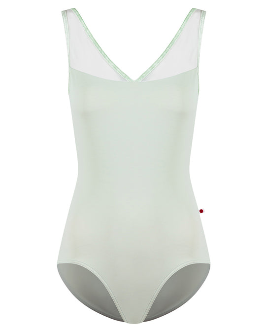 Yumiko Masha with Mesh V Front and Back Sleeveless Leotard - Womens - Pistachio