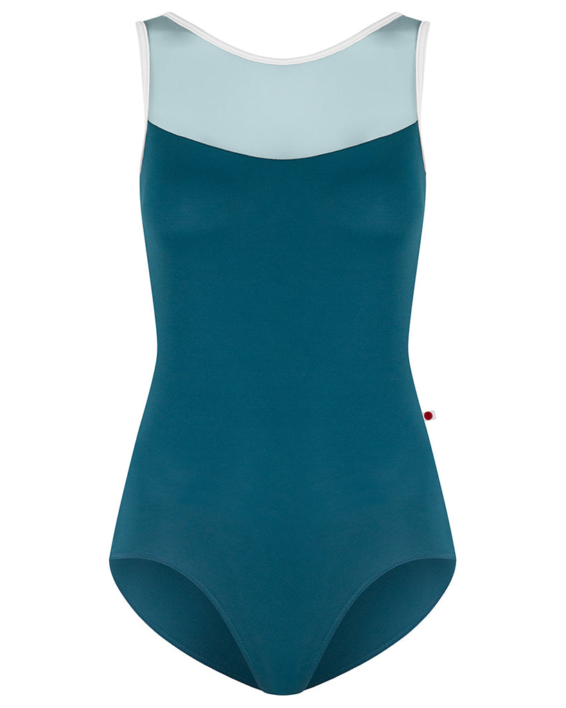 Yumiko Meagan Mesh Sleeveless Leotard - Womens - Zenith / Lagoon / White