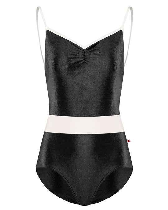 Yumiko Micah in Velvet Pinch Front Colour Block Camisole Leotard - Womens - Black / Antique