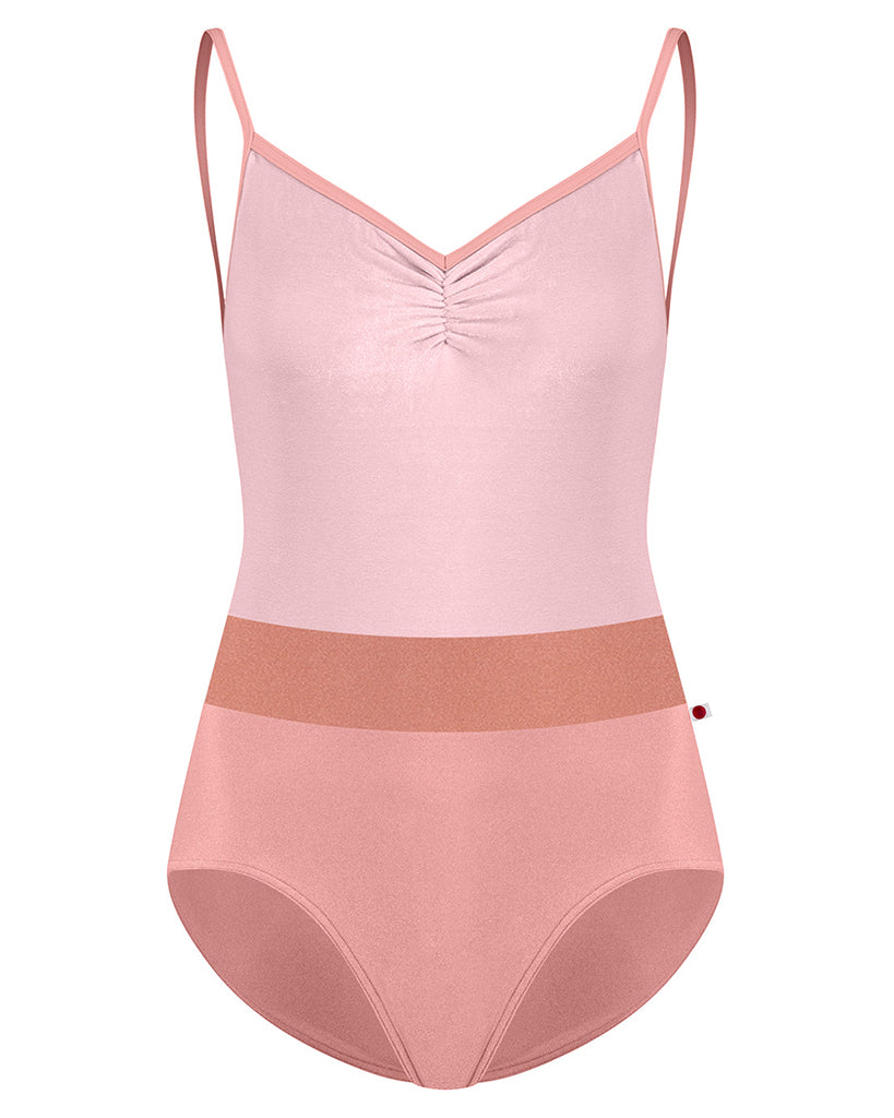 Yumiko Micah with Velvet Pinch Front Colour Block Camisole Leotard - Womens - Antique Rose / Dreamy / Rosewood