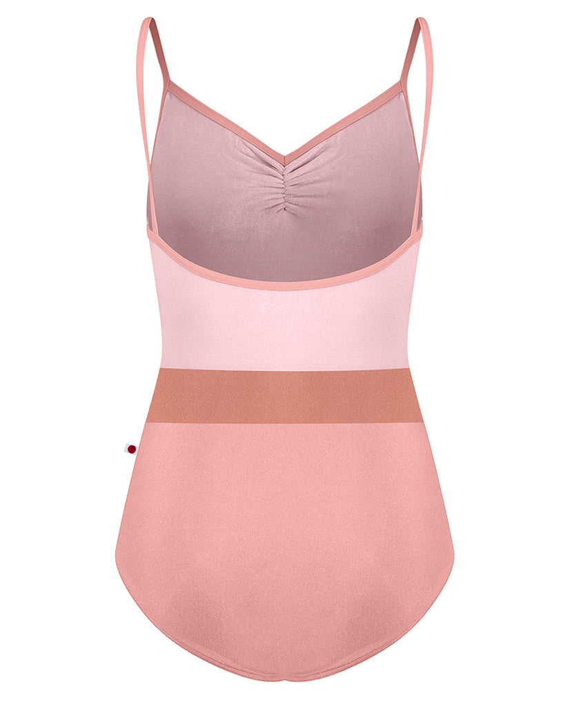 Yumiko Micah with Velvet Pinch Front Colour Block Camisole Leotard - Womens - Antique Rose / Dreamy / Rosewood