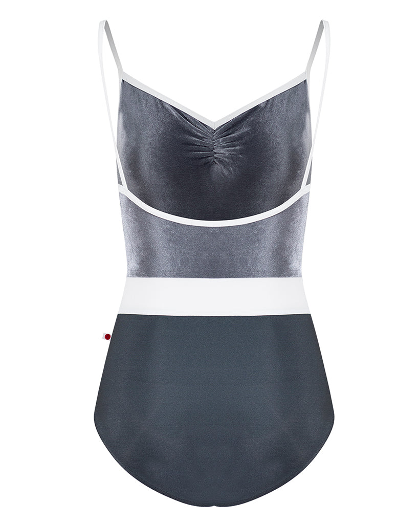 Yumiko Micah with Velvet Pinch Front Colour Block Camisole Leotard - Womens - Titanium / Steel / White
