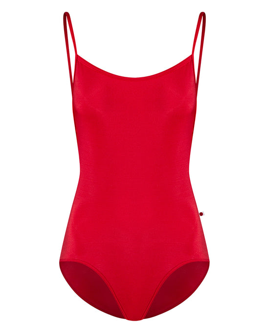 Yumiko Tamara Horizontal Strap Low Back High Cut Camisole Leotard - Womens - Scarlet
