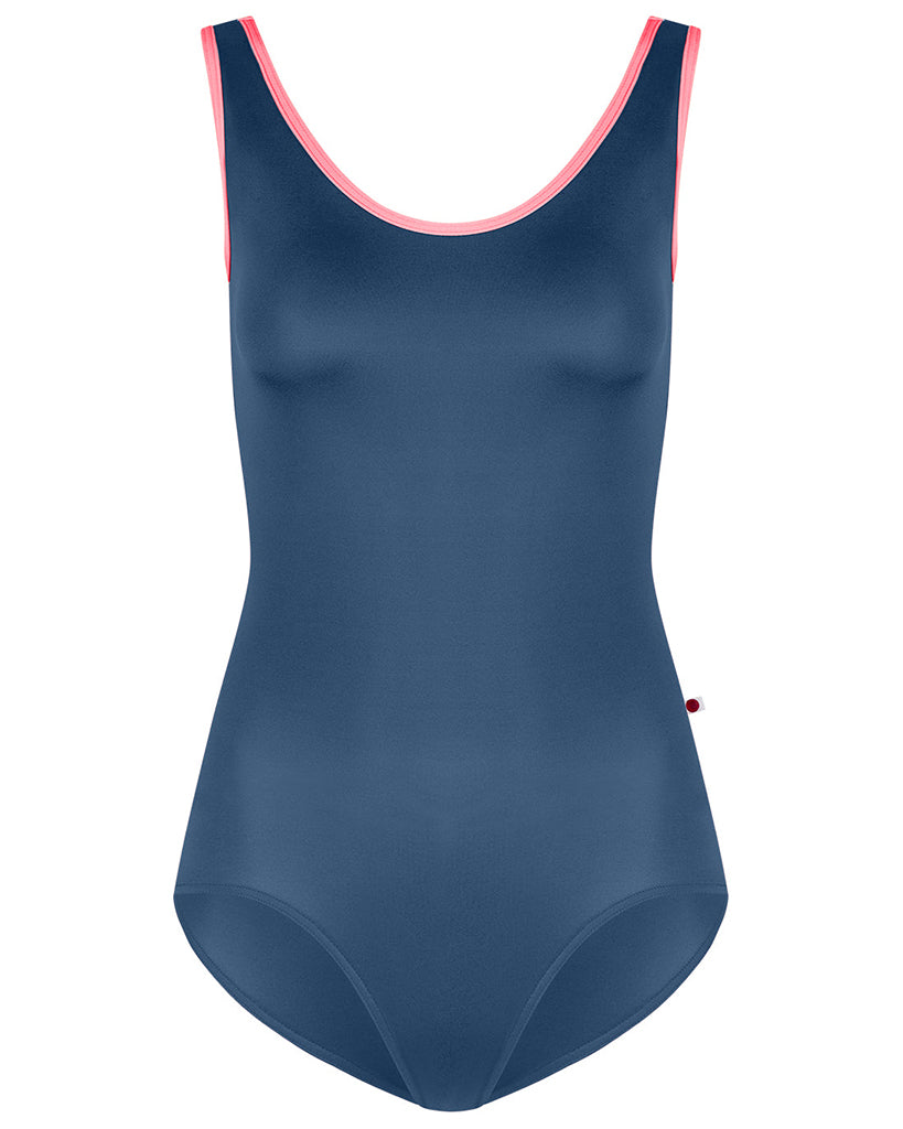 Yumiko Veronique Scoop Neck Cut Out Back Tank Leotard - Womens - Storm / May