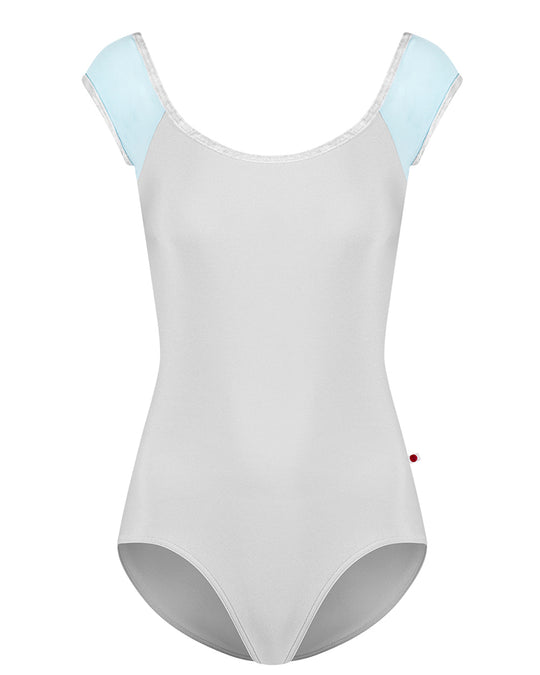 Yumiko Wendy with Mesh and Crushed Velvet Trim Cap Sleeve Leotard - Womens - Silver/ Mirror