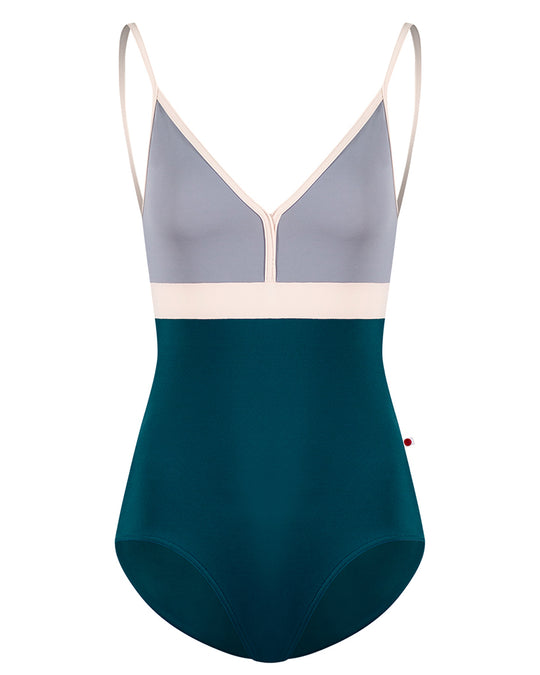 Yumiko Zoe Colour Block V Front High Cut Camisole Leotard - Womens - Zenith / Slate / Misty Rose