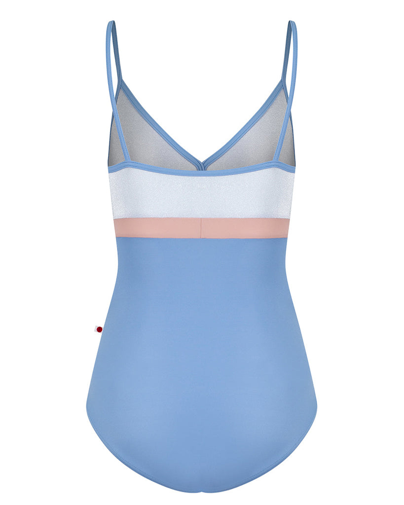 Yumiko Zoe with Velvet Colour Block V Front Camisole Leotard - Womens - Paradise / Serenade / Petal