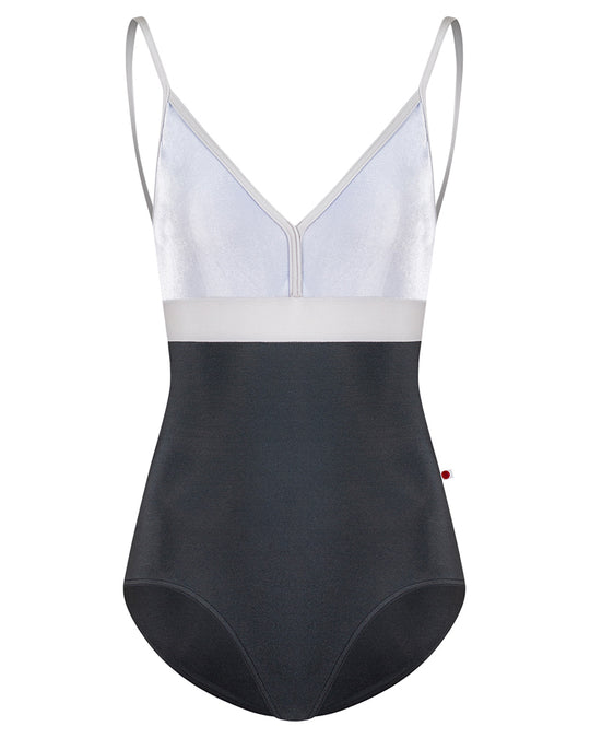 Yumiko Zoe with Velvet Colour Block V Front Camisole Leotard - Womens - Titanium / Serenade / Silver