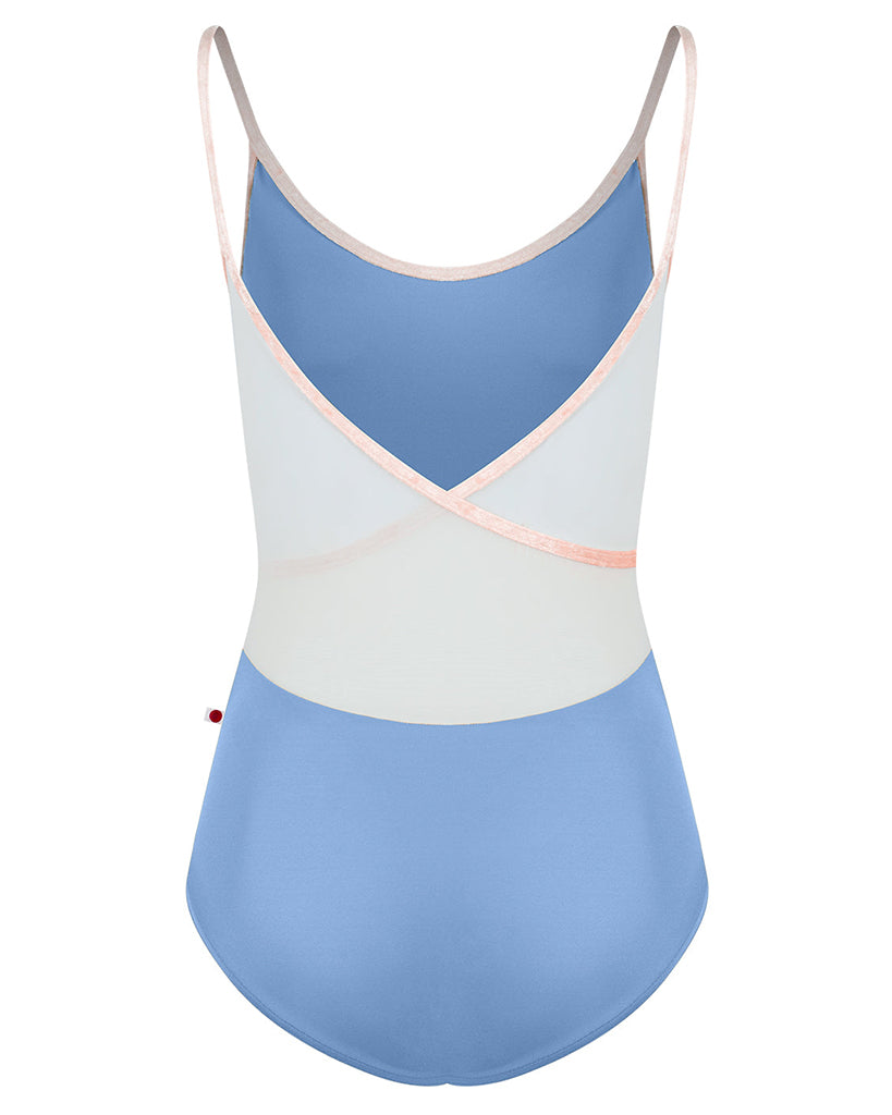 Yumiko Fiona with Crushed Velvet Trim Mesh Back Camisole Leotard - Womens - Paradise / Blush / Misty Rose