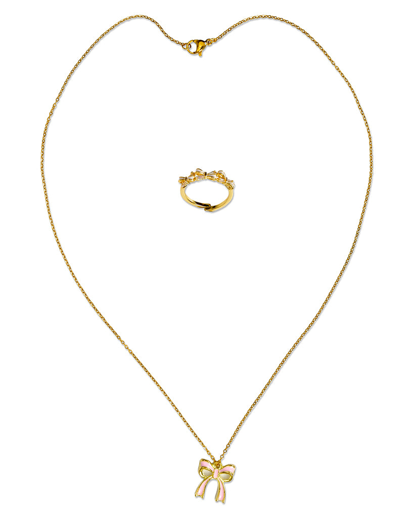 iscream Beautiful Bows Ring and Necklace Set