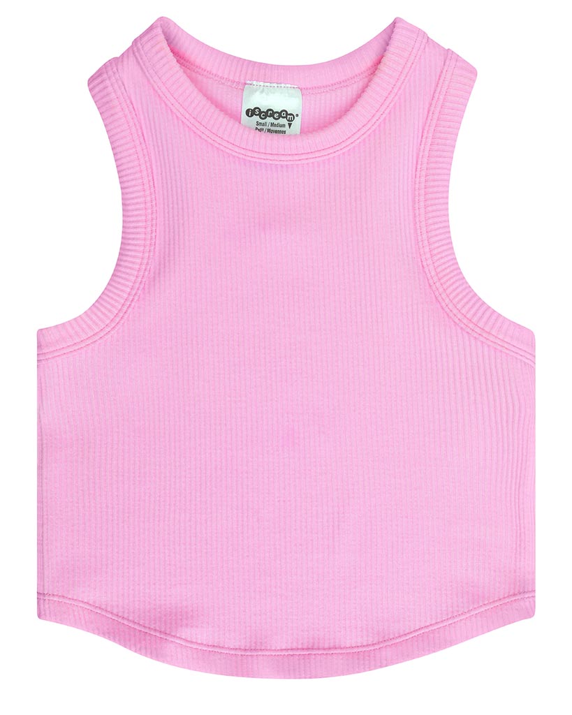 iscream Cropped Ribbed Racerback Tank Top - Rose