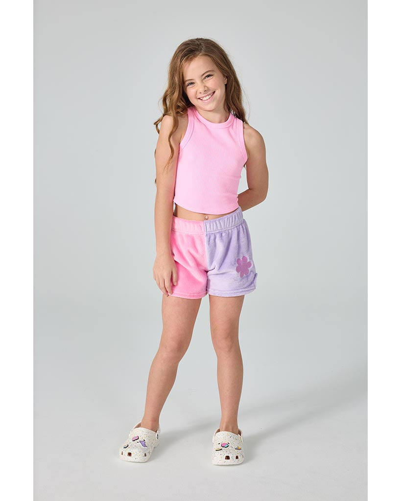 iscream Cropped Ribbed Racerback Tank Top - Rose