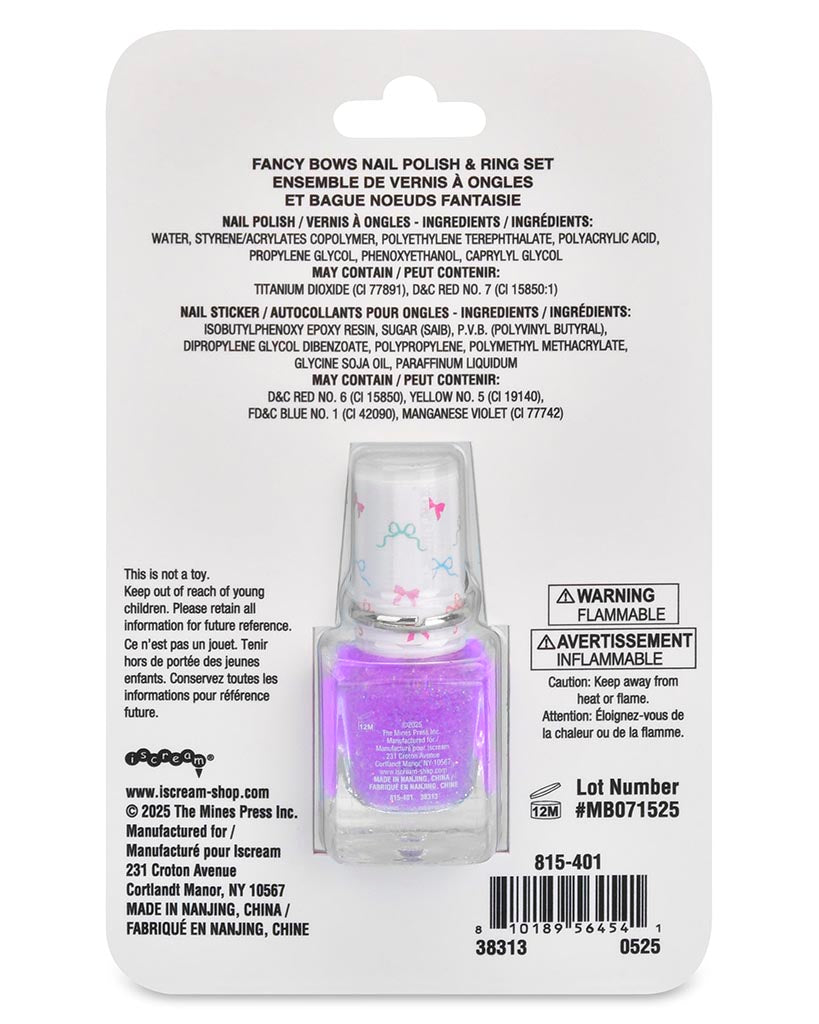 iscream Fancy Bows Nail Polish Ring Set