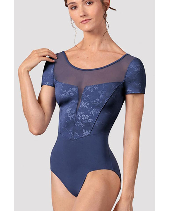 Bloch Christina Mesh Scoop Neck Delicate Floral Detail Cross Back Cap Sleeve Leotard -  L20006 Womens