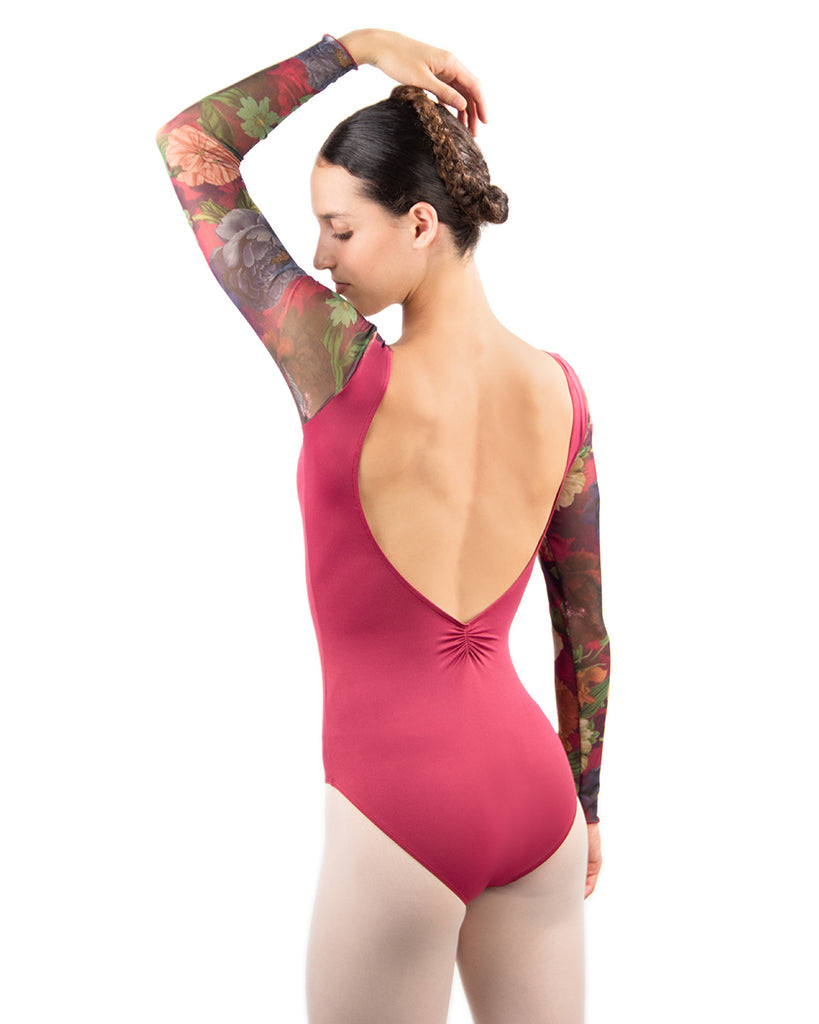 Ballet Rosa Valentina Low Pinch Back Long Sleeve Leotard - Womens - Floral Print - Dancewear - Bodysuits & Leotards - Dancewear Centre Canada