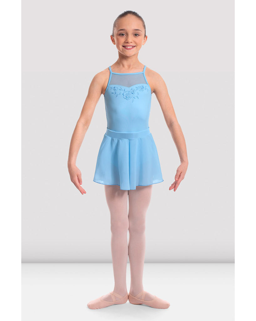 Bloch Cameo High Neck Mesh Back Rose Embroidered  Camisole Skirt Ballet Dress - CL2367 Girls - Dancewear - Dresses - Dancewear Centre Canada