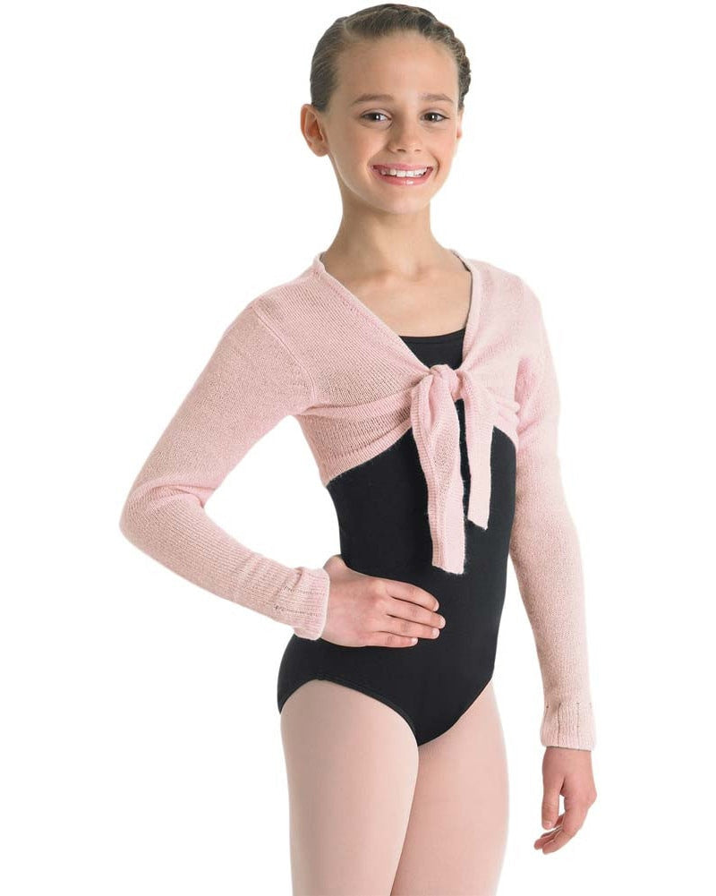 Bloch Cropped Tie Knit Wrap Sweater - CZ0989 Girls Dancewear - Tops Bloch Light Pink Small  Dancewear Centre Canada