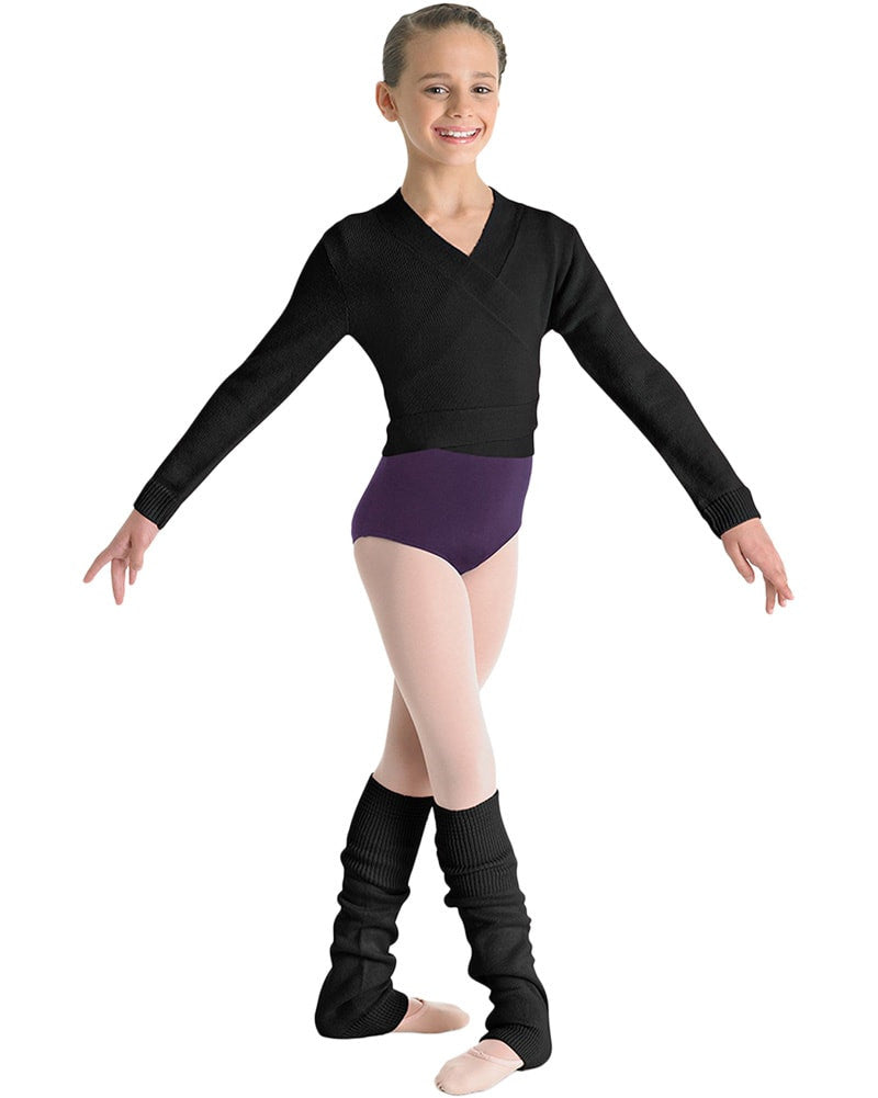 Bloch Cross Over Knit Cardigan Wrap Sweater - CZ0999 Girls Dancewear - Tops Bloch Black Small  Dancewear Centre Canada