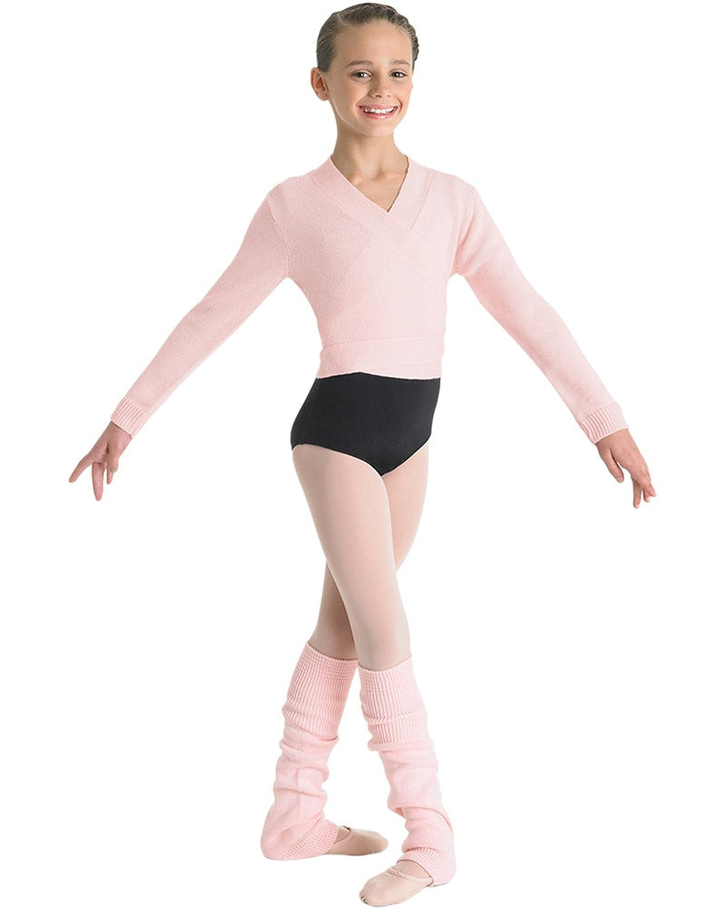 Bloch Cross Over Knit Cardigan Wrap Sweater - CZ0999 Girls Dancewear - Tops Bloch Light Pink Small  Dancewear Centre Canada