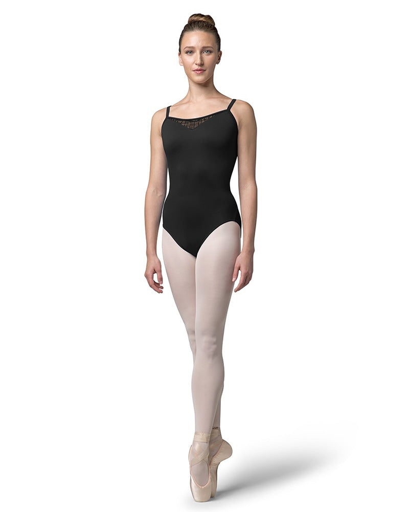 Bloch Elora Check Mesh V-Neck Camisole Leotard - L4807 Womens - Dancewear - Bodysuits &amp; Leotards - Dancewear Centre Canada