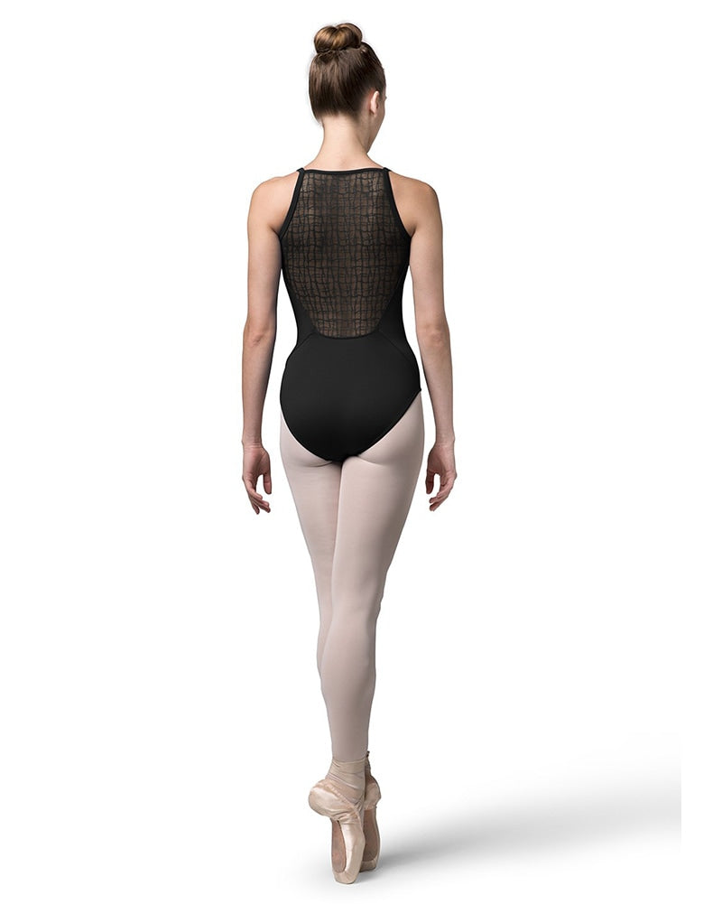 Bloch Elora Check Mesh V-Neck Camisole Leotard - L4807 Womens - Dancewear - Bodysuits &amp; Leotards - Dancewear Centre Canada