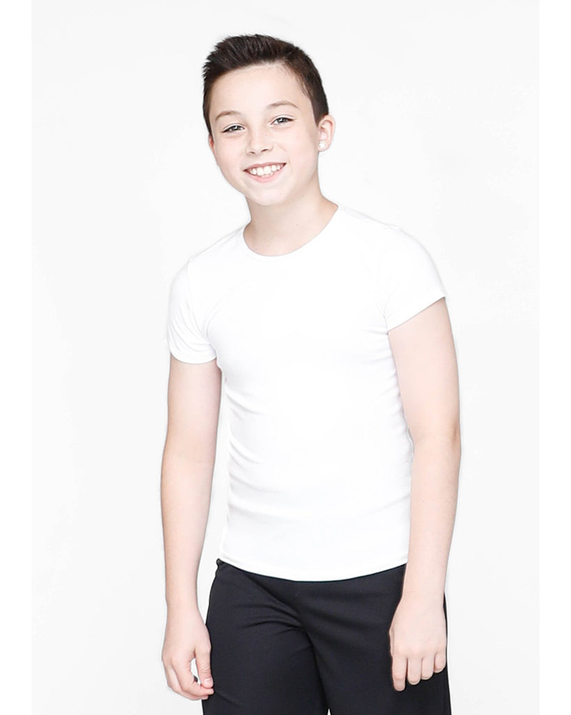 Body Wrappers Fitted Stretch Cotton T-Shirt - B190 Boys Dancewear - Men's & Boys Body Wrappers White 3/4  Dancewear Centre Canada