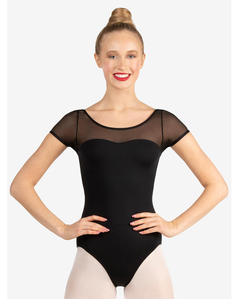 Capezio Mesh Yoke Short Sleeve Leotard - SE1039C Girls - Dancewear - Bodysuits &amp; Leotards - Dancewear Centre Canada