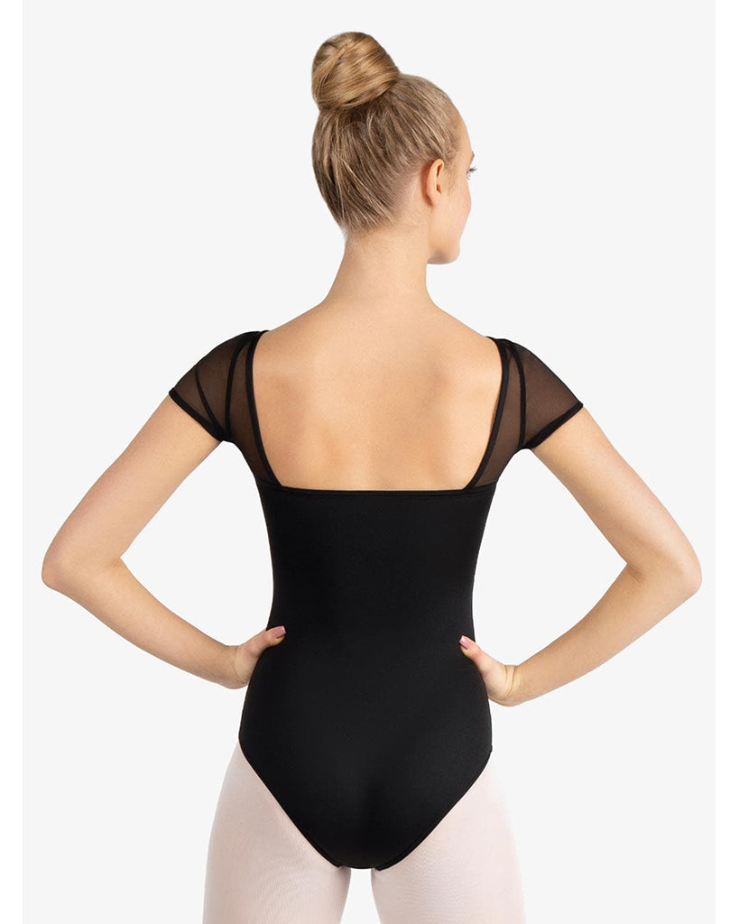 Capezio Mesh Yoke Short Sleeve Leotard - SE1039C Girls - Dancewear - Bodysuits &amp; Leotards - Dancewear Centre Canada