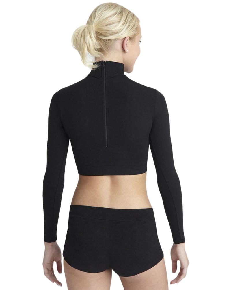 Black Bell Sleeve Crop Top Capezio Team Basic Turtleneck Long