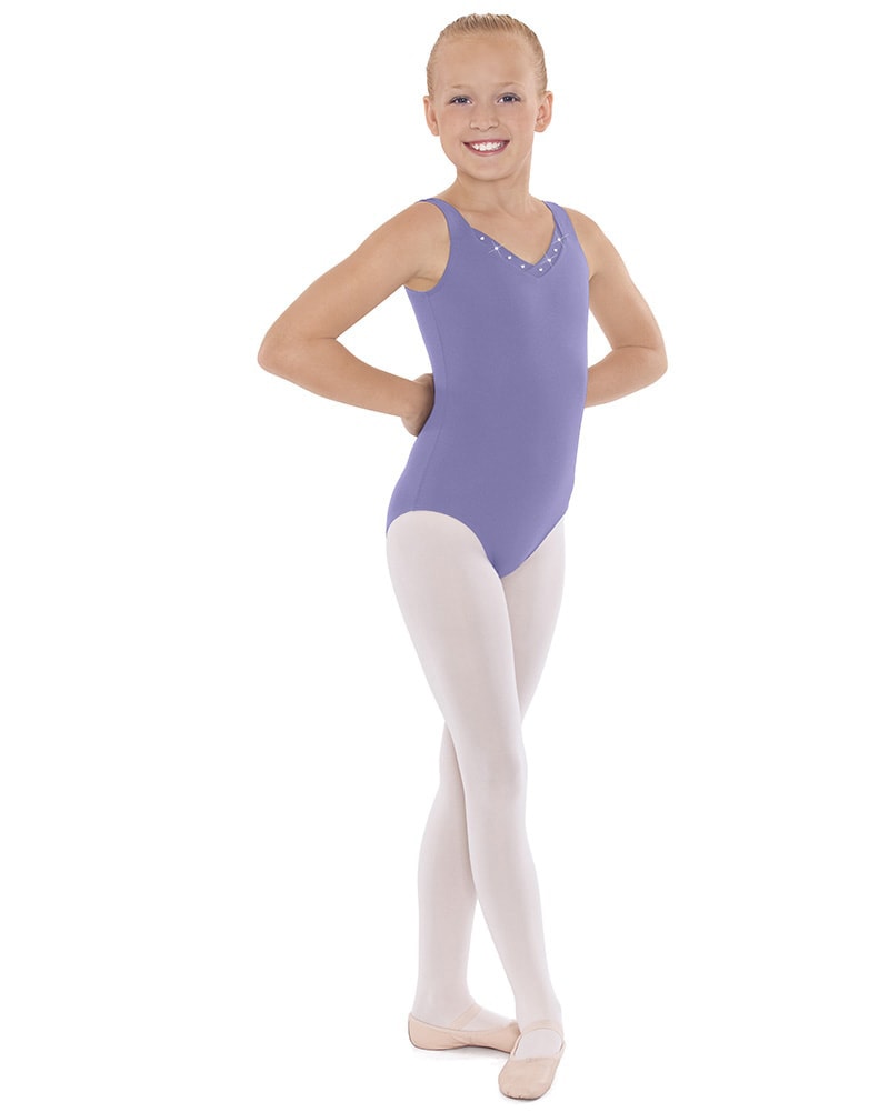 Eurotard Crystal Accent V-Neck Sleeveless Leotard - 33916C Girls - Dancewear - Bodysuits &amp; Leotards - Dancewear Centre Canada