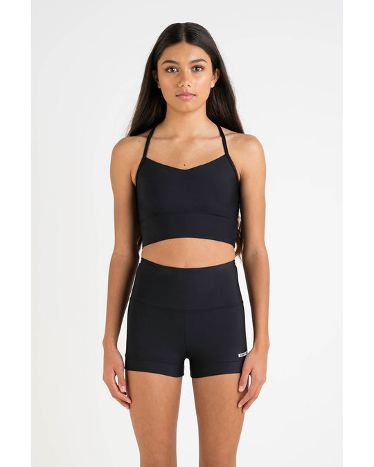 Every Turn Long Line Cropped Singlet Top - Girls - Black