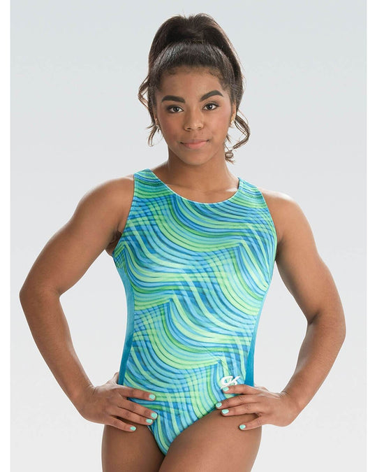 GK Elite Gymnastic Velvet Tank Leotard - E4321 Womens - Electric Cool Aid Print