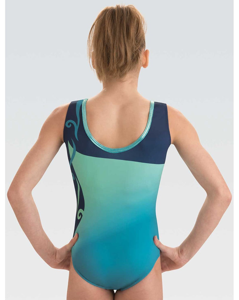 GK Elite Jewelled Gymnastic Tank Leotard - 3824C Girls - Delicate Blue Print - Dancewear - Gymnastics - Dancewear Centre Canada