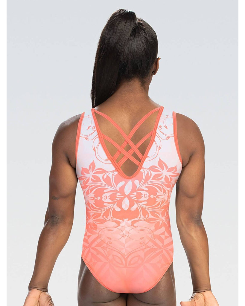 GK Elite Simone Biles Gymnastic Tank Leotard - E4421 Womens - Flower Flutter Print - Dancewear - Gymnastics - Dancewear Centre Canada