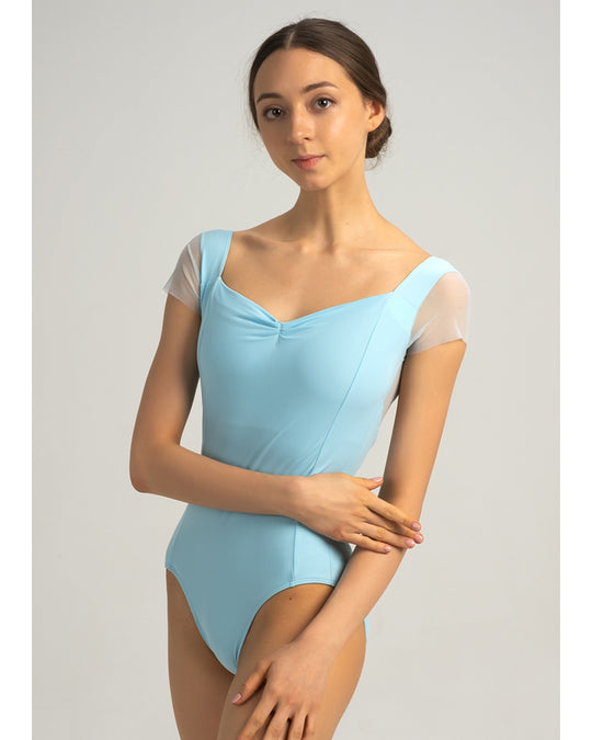 Grishko Effie Pinch Front Scoop Back Mesh Cap Sleeve Leotard - DA2003/2MP Womens