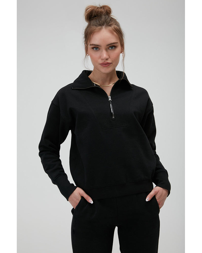 Spiritual Gangster Half Zip Pullover - Womens - Black